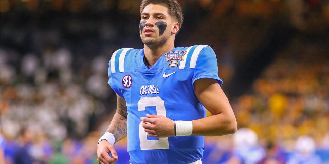 Ole Miss Rebels quarterback Matt Corral prepares to take on the Baylor Bears on Jan. 1, 2022, at Caesars Superdome in New Orleans.