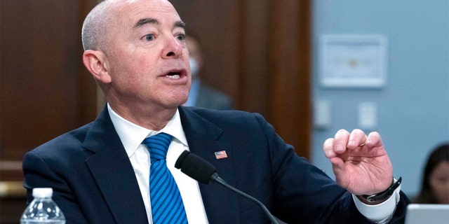 Secretary of Homeland Security Alejandro Mayorkas testifies before the House Committee on Appropriations Subcommittee during a hearing on the Fiscal Year 2023 Budget Request for the Department of Homeland Security on Capitol Hill in Washington April 27, 2022.