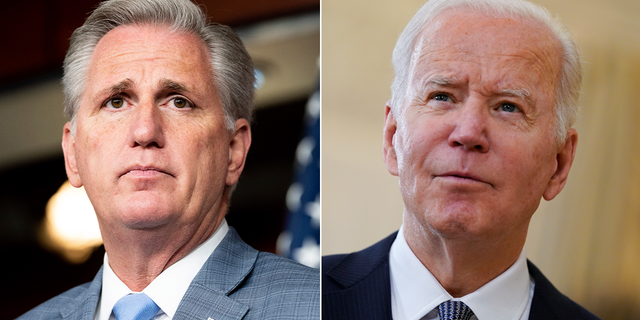 House Speaker Kevin McCarthy (left) and President Joe Biden