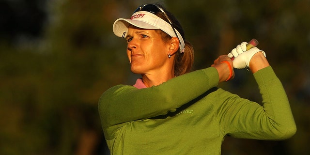 Mianne Bagger of Denmark hits her tee shot on the first hole during round one of the 2010 Women's Australian Open at The Commonwealth Golf Club on March 11, 2010 in Melbourne, Australia. 
