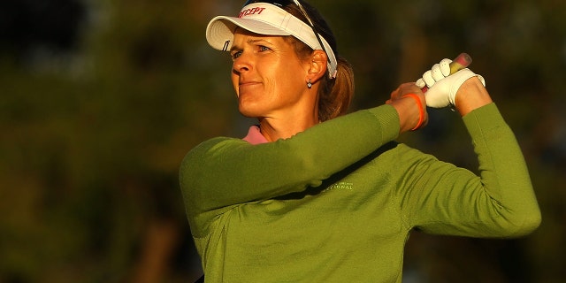 Mianne Bagger of Denmark hits her tee shot on the first hole during round one of the 2010 Women's Australian Open at The Commonwealth Golf Club on March 11, 2010 in Melbourne, Australia.