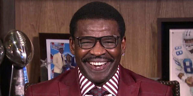 In this still image from video provided by the NFL, former Dallas Cowboys wide receiver Michael Irvin smiles during the first round of the 2020 NFL Draft on April 23, 2020.