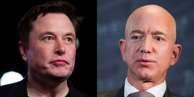 O CEO da Tesla, Elon Musk, e o fundador da Amazon, Jeff Bezos.