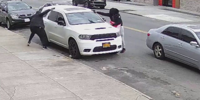 The shootout happened Tuesday around 12:30 p.m. in front of 194-05 Linden Boulevard in Queens, New York, police said.