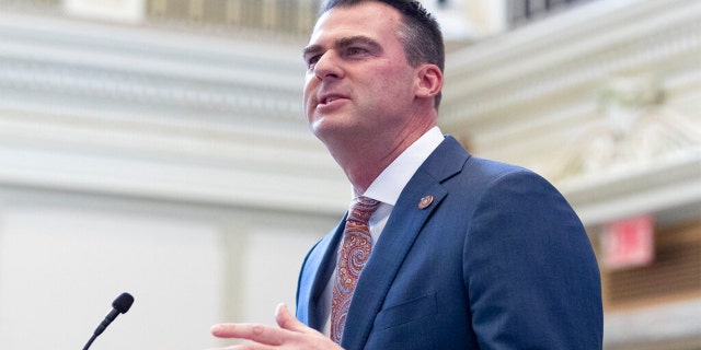 Oklahoma Gov.  Kevin Stitt delivers his State of the State address in Oklahoma City.