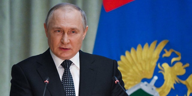 Russian President Vladimir Putin will deliver a speech during a meeting of the Executive Board of the Public Prosecutor's Office in Moscow, Russia, on Monday, April 25.