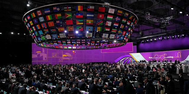 Delegates attend the FIFA congress at the Doha Exhibition and Convention Center in Doha, Qatar, Thursday, March 31, 2022.