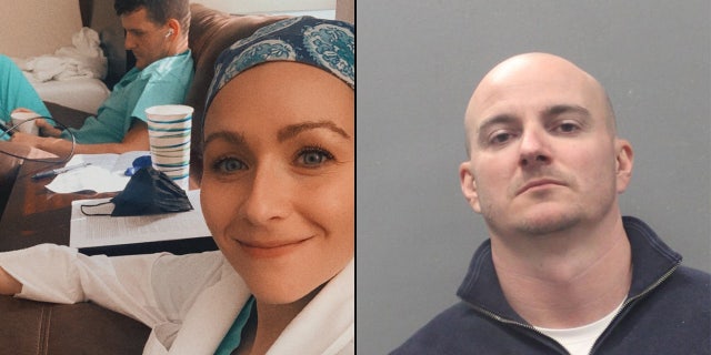 Left: Photo from victim Ellie Radin's Facebook page shows Radin and her husband, Philip Rabadi. Right: Booking photo for Philip Klein (Albany County Sheriff's Office)