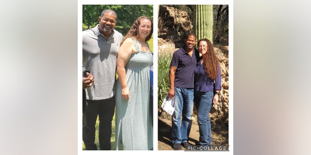 The couple lost a combined 100 pounds. Here, a startling set of before-and-after pictures.