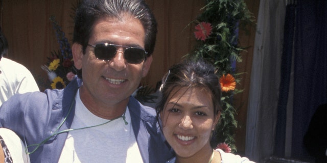 Late attorney Robert Kardashian and daughter Kourtney Kardashian attending the Ninth Annual "A Time For Heroes" E. Glaser Pediatric AIDS Association Benefit June 7, 1998, at Ken Roberts' home in Brentwood, Calif.