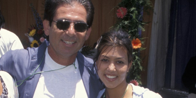 Late attorney Robert Kardashian and daughter Kourtney Kardashian attending the Ninth Annual "A Time For Heroes" E. Glaser Pediatric AIDS Association Benefit June 7, 1998, at Ken Roberts' home in Brentwood, Calif.