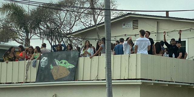 Many balconies were overcrowded during the weekend Deltopia gathering in Isla Vista, fire officials said.
