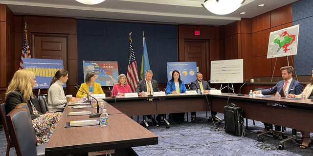 Sens. Joni Ernst and Roger Marshall host global food security crisis roundtable. (Kelly Laco/Fox News Digital)