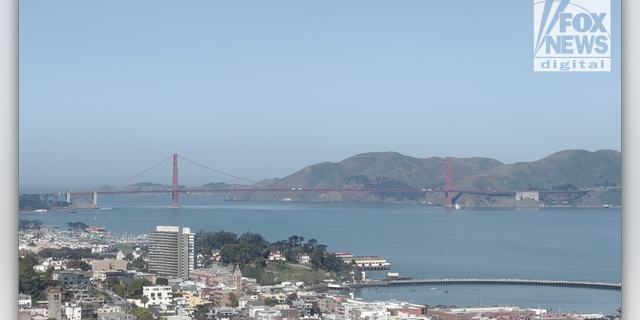A view of the Golden Gate Bridge from Coit Tower.