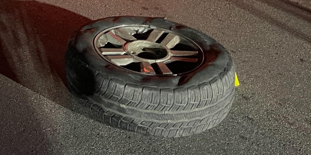 Jared Bridegan was shot dead on February 16, 2022 in Jacksonville Beach, Florida, after encountering this tire on the road.