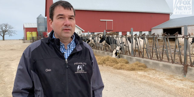 Chris Pollack, fifth generation dairy farmer, speaks to Fox News about the struggles farmers are facing with high input costs (Matt Leach/Fox Digital)