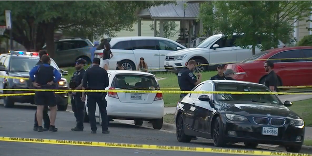 Authorities investigate a double homicide in Austin, Texas in April.