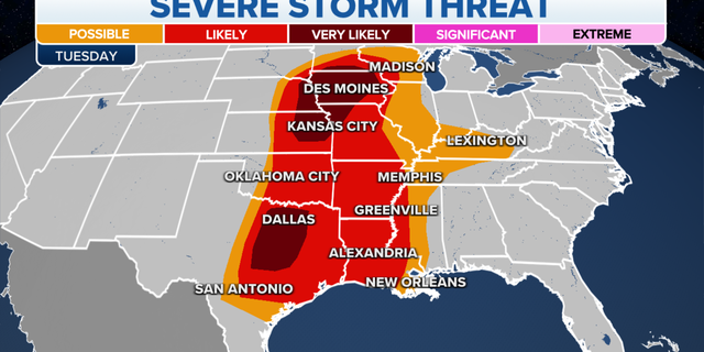 Severe storm threat on Tuesday