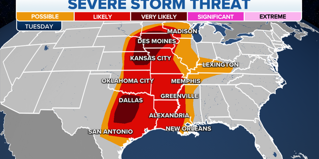 Severe storm threat on Tuesday