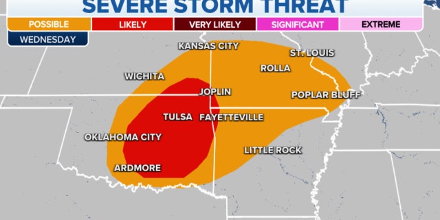 Severe storm threat in the Plains