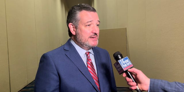 Sen. Ted Cruz of Texas speaks with Fox News at the Conservative Political Action Conference (CPAC), on Feb. 24, 2022 in Orlando, Florida.