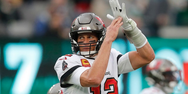 Tom Brady # 12 of the Tampa Bay Buccaneers in action against the New York Jets at MetLife Stadium on Jan. 2, 2022 in East Rutherford, New Jersey. The Buccaneers defeated the Jets 28-24.
