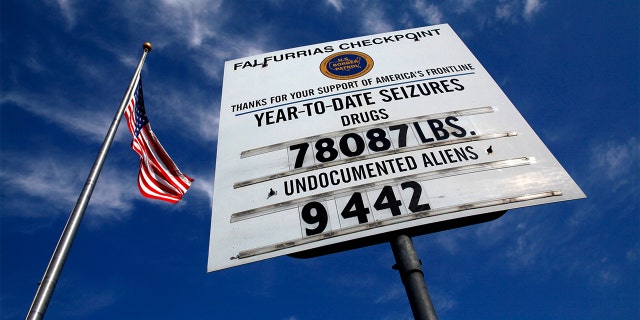 A sign is seen at the Falfurrias U.S. Border Patrol checkpoint near Falfurrias, Texas March 29, 2013.