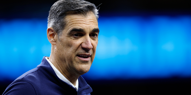 Head coach Jay Wright of the Villanova Wildcats during practice before the 2022 Final Four at Caesars Superdome April 1, 2022, in New Orleans. 