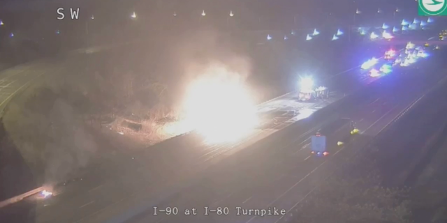 Two semi-trucks crashed in Ohio on Wednesday, sending a massive fireball into the air.
