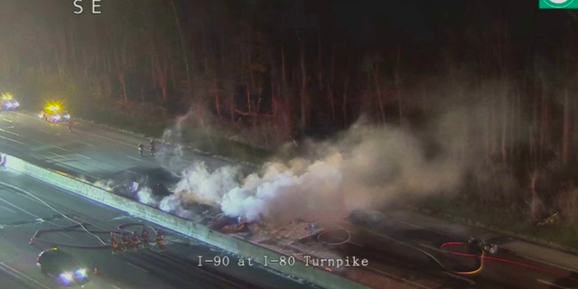 Two semi-trucks crashed in Ohio on Wednesday, sending a massive fireball into the air.