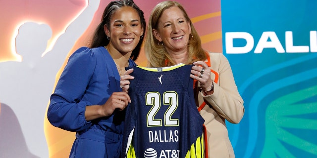 Veronica Burton is selected seventh overall by the Dallas Wings during the 2022 WNBA Draft on April 11, 2022, in New York.