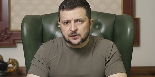 Ukrainian President Volodymyr Zelenskyy speaks from Kyiv, Ukraine.