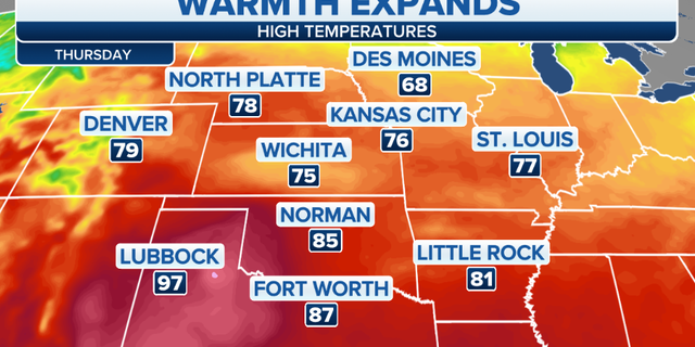 Expanding warmth across the Plains 