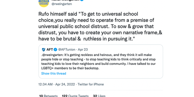 AFT president Randi Weingarten erroneously quotes Christopher Rufo.