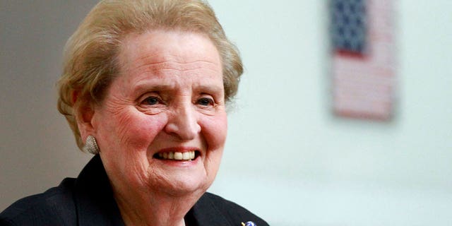 Former Secretary of State Madeleine Albright smiles at the Smithsonian National Museum of American History in Washington on May 24, 2012.