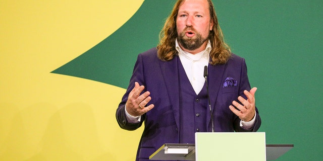 Co-chair of the German Green Party's parliamentary group Anton Hofreiter delivers a speech during a meeting of the Greens Party states' council (Länderrat) on October 2, 2021, in Berlin, Germany.