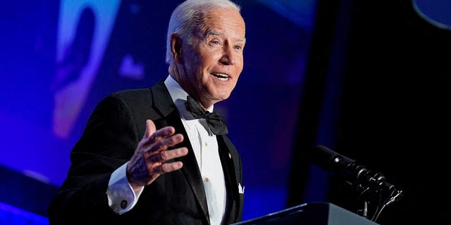 President Joe Biden speaks during the annual White House Correspondents' Association Dinner in Washington, April 30, 2022. (Reuters/Al Drago)