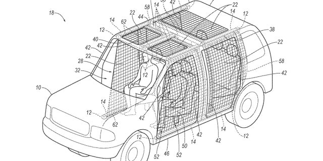 The screens could be used to keep out debris or set to deploy during a collision to help keep the arms and legs of passengers within the vehicle.