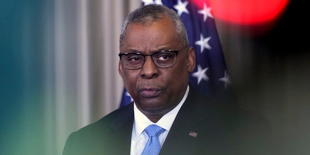 Secretary of Defense, Lloyd Austin, addresses the media during a press conference after the meeting of the Ukraine Security Consultative Group at Ramstein Air Base in Ramstein, Germany, Tuesday, April 26, 2022. 