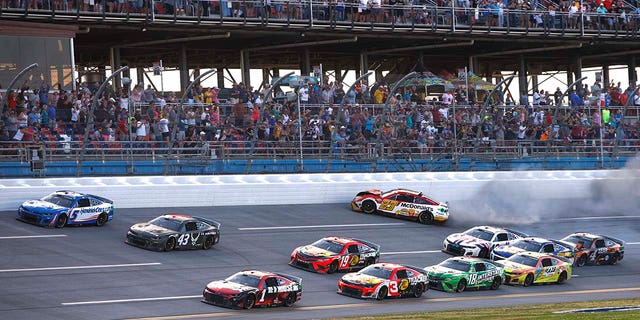 Ross Chastain in the No. 1 car took the lead at the Geico 500 in the final turn and held on for the win.