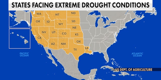 Almost 43% of the country is experiencing severe drought conditions. Just over 20% is experiencing extreme drought conditions, as of April 25, 2022, according to the U.S. Department of Agriculture. 