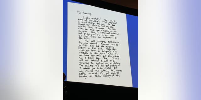 Page one of the JonBenet ransom note.