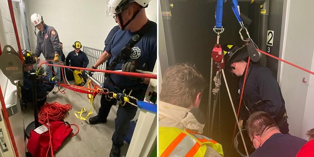 Wayne Fire Companies 1 and 2 hoisted the children from the stuck elevator using a 4:1 pulley system.