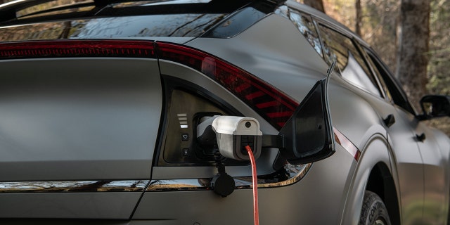 Un adaptateur transforme le port de charge EV6 en une prise de 110 volts avec 1 900 kilowatts de puissance.