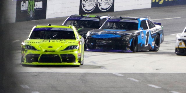 Ty Gibbs and Sam Mayer (1) came into contact on the final lap of the Xfinity Series Martinsville race.