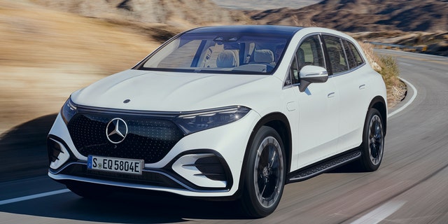 The 2023 Mercedes-Benz EQS SUV is an all-electric large utility vehicle.