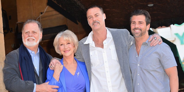 Taylor Hackford, Helen Mirren and sons Rio Hackford and Alex Hackford attend a ceremony honoring Mirren on the Hollywood Walk of Fame on Jan. 3, 2013. 