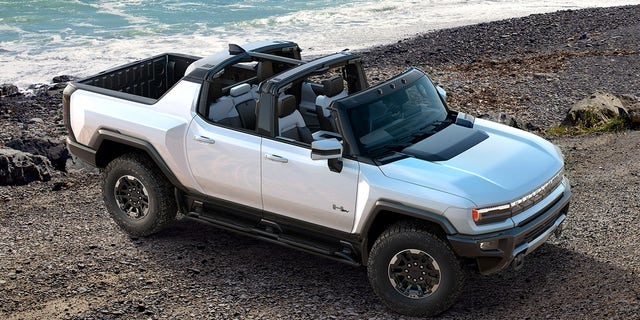 The GMC Hummer EV's removable roof panels fit inside its front trunk.