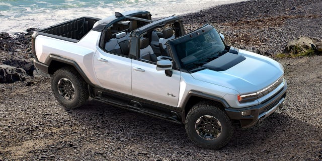 The GMC Hummer EV's removable roof panels fit inside its front trunk.