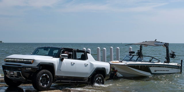 The GMC Hummer EV can tow up to 7,500 pounds.